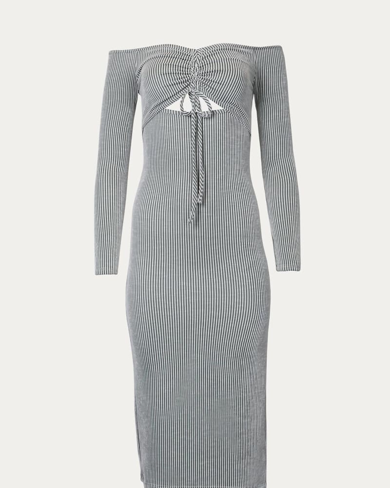 Front of a size L Off-The-Shoulder Cutout Midi Dress in Dusty Sage in Dusty Sage by ENDLESS BLU.. | dia_product_style_image_id:337455